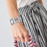 Brooklyn Mahjong Print Beaded Stretch Bracelet Multi