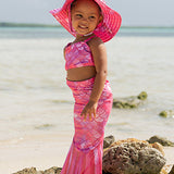 UPF 50+ 3 Piece Mermaid Swim Set - Shimmer Fabric Pink Splash