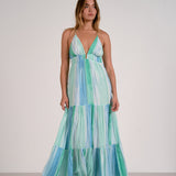 Striped Maxi Dress- With Open Back