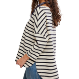 2 Sense Long Sleeve T‑Shirt by Free People - Ivory Combo