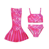 UPF 50+ 3 Piece Mermaid Swim Set - Shimmer Fabric Pink Splash