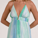 Striped Maxi Dress- With Open Back