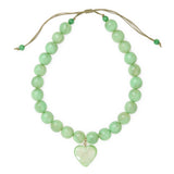 Emery Large Round Resin Bead With Heart Adjustable Necklace Mint