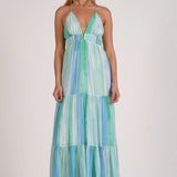 Striped Maxi Dress- With Open Back