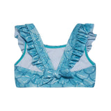 UPF 50+ 3 Piece Mermaid Swim Set w/ Ruffle Shoulder Seabreeze Scales