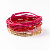 Chelsea -  18 Strand Beaded Bracelet Set  - Pink