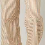 Striped Wide Leg Pants - Taupe and White