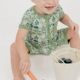 Save the Sea Turtles Bamboo Baby Shortie Romper: Green