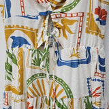 Tropical Printed Cut Out Mini Dress: White Multi Print