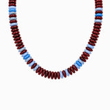 Multi 2 Color Wide Marble Beaded Necklace: Multi Burgundy