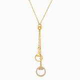 Pave Horsebit Y Drop Necklace: Gold