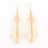Ivory & Blush With Gold Diamond Fringe Earrings