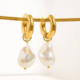 Oceana Gold Statement Large Pearl Earring: Yellow Gold