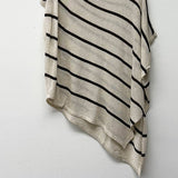 Asymmetrical Hem Stripe Tunic Top - Tan