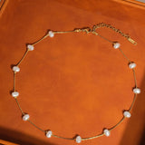 Ida 18K Non-Tarnish Petite Pearl Necklace: Yellow Gold