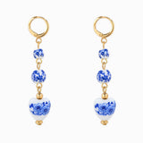 Drop Ceramic Ball Heart Earrings: Blue