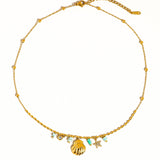 Sumner 18K Non-Tarnish Shell and Star Necklace: Green
