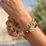 Summer Breeze Gold Charm With Shells Fruits Bracelet