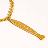 Bellisse 18K Gold Non-Tarnish Vintage Fish Necklace: Yellow Gold