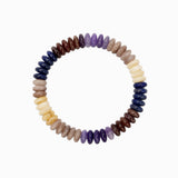 Autumn Wide Disc Marble Beaded Stretch Bracelets: Multi Blue