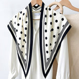 Printed Triangle Scarf  Bandana Style Wrap / Shawl  Floral Olive-White