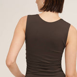 Clean Line Square Shirred Top  Red