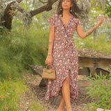 Havana Maxi Wrap Dress - Brown Zuri Print