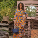 Winter Lily Montana Long Dress w/ Gold Beading by Skemo