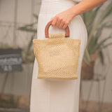 Dockside Straw Purse w/ Wooden Handle - Natural by Matisse