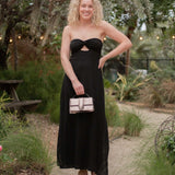 Strapless Twist Front Maxi Dress  - Black