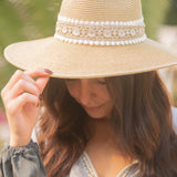 Safari Hat w/  White Lace Band  -  Natural Straw
