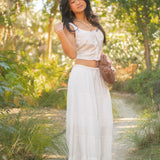 Textured Swiss Dot Tank w/ Corset Detail by Eesome - Off White
