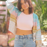 Curved Hem Crew Neck Ribbed Crop Top by NikiBiki - Crystal Rose Pink