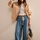 Dakota Cinched Pull-On Jeans by Free People - Blue Denim
