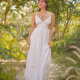 Textured Sparkle Maxi Dress w/ Open Back by Surf Gypsy  -  White