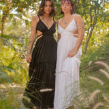 Textured Sparkle Maxi Dress w/ Open Back by Surf Gypsy  -  Black