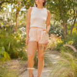 Sunset Stamp Print Shorts w/ Trim by Ocean Drive - Tan / White