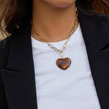 Rouelle 18K Gold Non-Tarnish Heart Chain Necklace: White