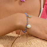 Elowen 18K Gold Non-Tarnish Shells and Star Beaded Bracelet: Blue