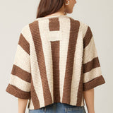 Vertical Striped Sweater : Cream / Brown