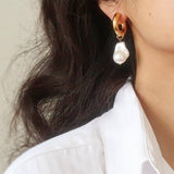 Oceana Gold Statement Large Pearl Earring: Yellow Gold