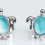 Pura Vida - Sea Turtle Silver Blue Stud Earrings