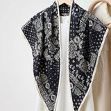 Printed Triangle Scarf  Bandana Style Wrap / Shawl Polka Dot Creamy-Black