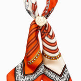 Adjustable Organic Pebble Scarf Necklace: Orange