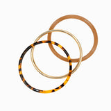 3 Set Leopard Marble Metal Stackable Bangle: Brown