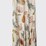 Shell Printed Button Down Maxi Skirt : RUST/OLIVE