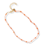 Blush Pink & Orange Beaded Necklace