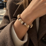 Set - Mixed Stone Gold Beaded Necklace & Stretch Bracelet: MBR