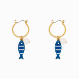 Sea Life Marine Blue Fish Earrings