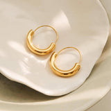 Mackenzie 18K Non-Tarnish U-Shape Hoop Earring: Yellow Gold